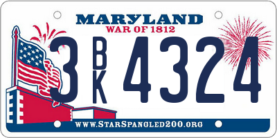 MD license plate 3BK4324