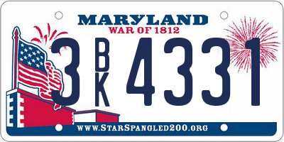 MD license plate 3BK4331
