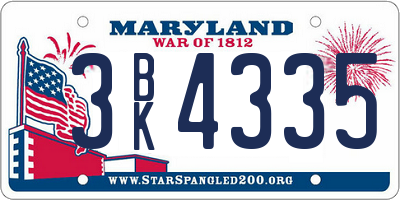 MD license plate 3BK4335