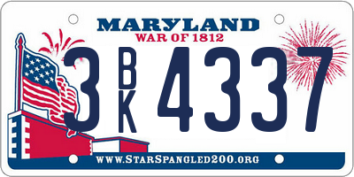 MD license plate 3BK4337