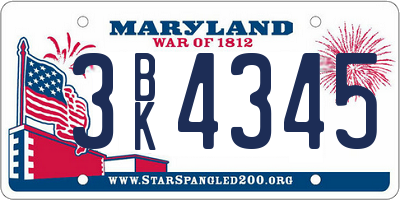 MD license plate 3BK4345