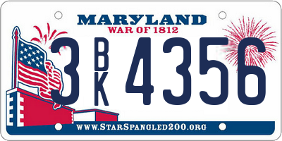 MD license plate 3BK4356