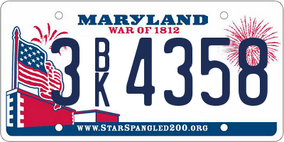 MD license plate 3BK4358