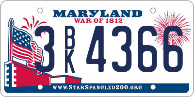 MD license plate 3BK4366