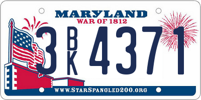MD license plate 3BK4371