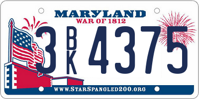 MD license plate 3BK4375