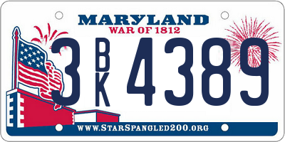 MD license plate 3BK4389