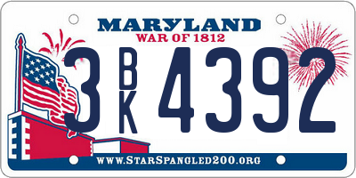 MD license plate 3BK4392