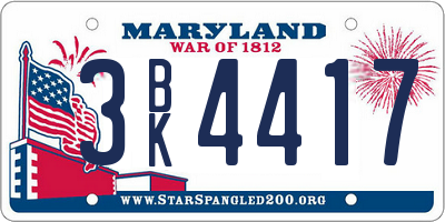 MD license plate 3BK4417