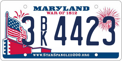 MD license plate 3BK4423