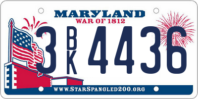 MD license plate 3BK4436