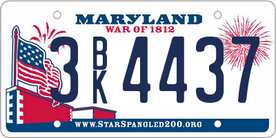 MD license plate 3BK4437