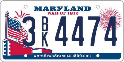 MD license plate 3BK4474