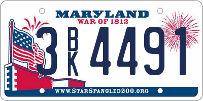 MD license plate 3BK4491