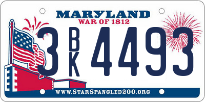 MD license plate 3BK4493