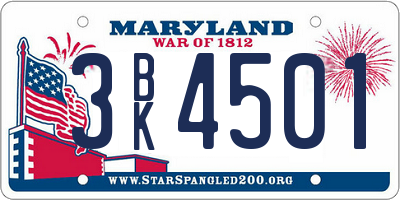 MD license plate 3BK4501