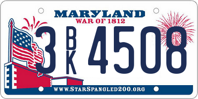 MD license plate 3BK4508