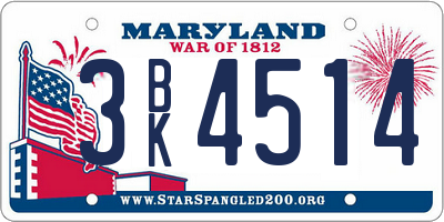 MD license plate 3BK4514