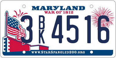MD license plate 3BK4516