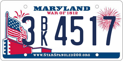 MD license plate 3BK4517