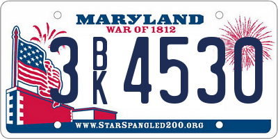 MD license plate 3BK4530
