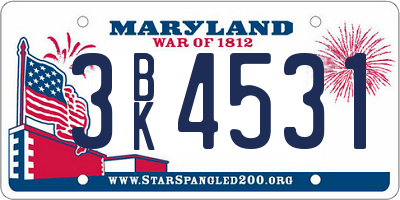 MD license plate 3BK4531