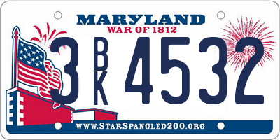 MD license plate 3BK4532