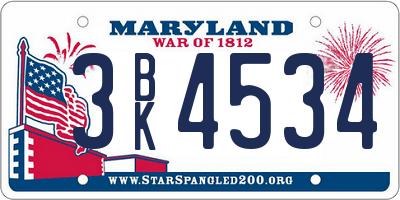 MD license plate 3BK4534