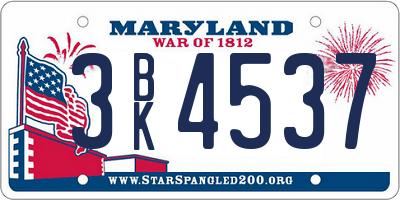 MD license plate 3BK4537