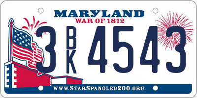 MD license plate 3BK4543