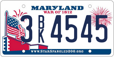 MD license plate 3BK4545