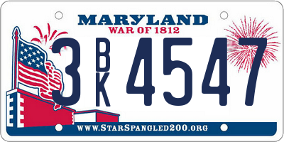 MD license plate 3BK4547
