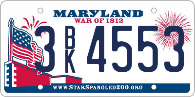 MD license plate 3BK4553