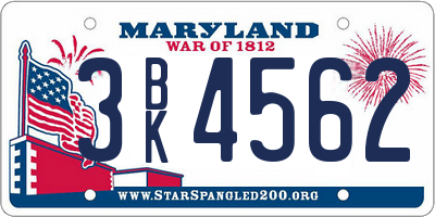 MD license plate 3BK4562