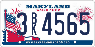 MD license plate 3BK4565