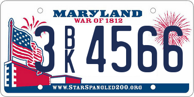 MD license plate 3BK4566
