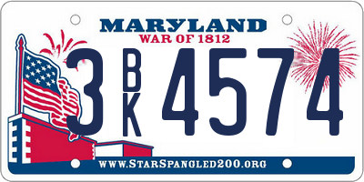 MD license plate 3BK4574