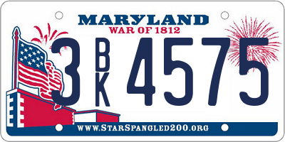 MD license plate 3BK4575