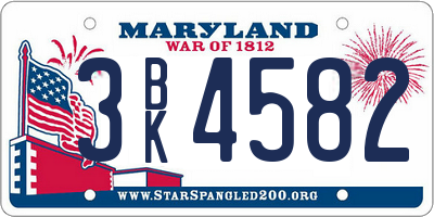 MD license plate 3BK4582