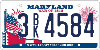 MD license plate 3BK4584