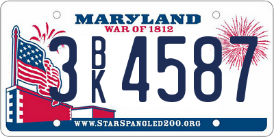 MD license plate 3BK4587