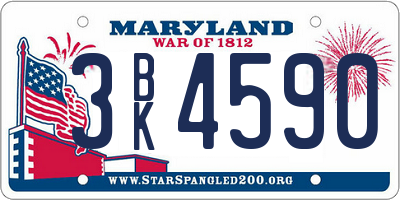 MD license plate 3BK4590