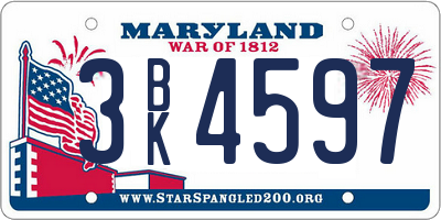 MD license plate 3BK4597