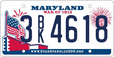 MD license plate 3BK4618