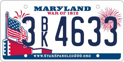 MD license plate 3BK4633