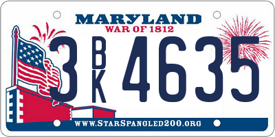 MD license plate 3BK4635