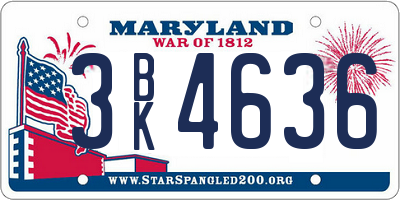 MD license plate 3BK4636