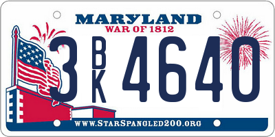MD license plate 3BK4640