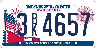 MD license plate 3BK4657