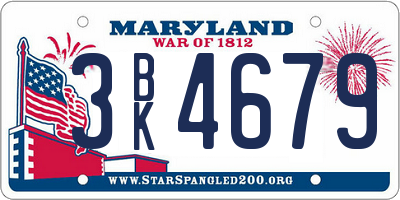 MD license plate 3BK4679